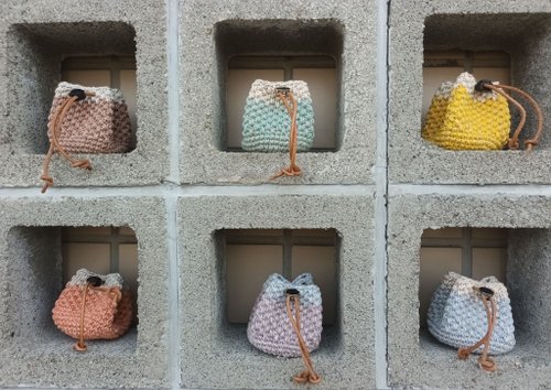 Agin /阿金·選物坊 幸福夏日限定小袋/萬用編織束口袋/禮物/客製化/居家辦公室療癒小