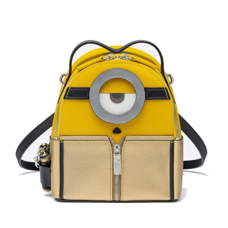 【Free Gift】Minions Leather Backpack - กระเป๋าแมสเซนเจอร์ - หนังแท้ สีเหลือง