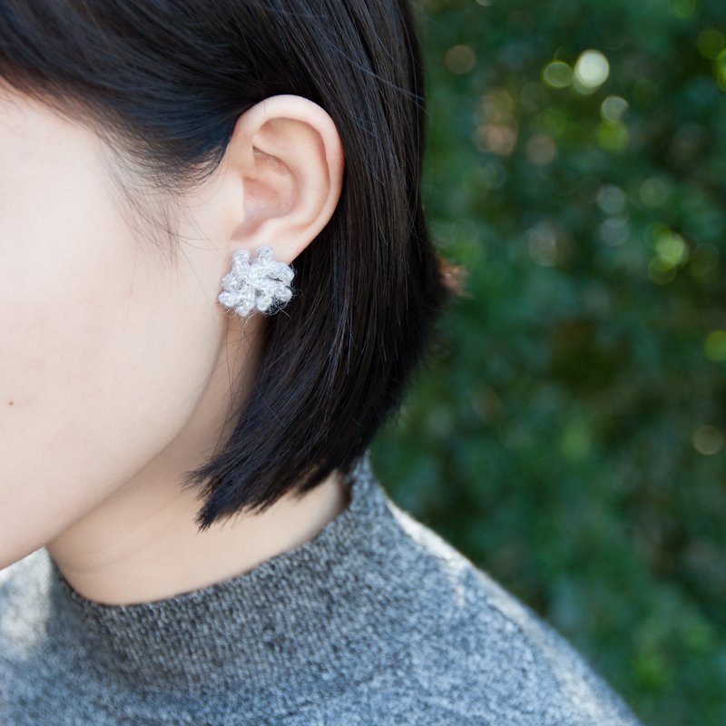 litho. crochet earring - alpaca - Earrings & Clip-ons - Wool Gray
