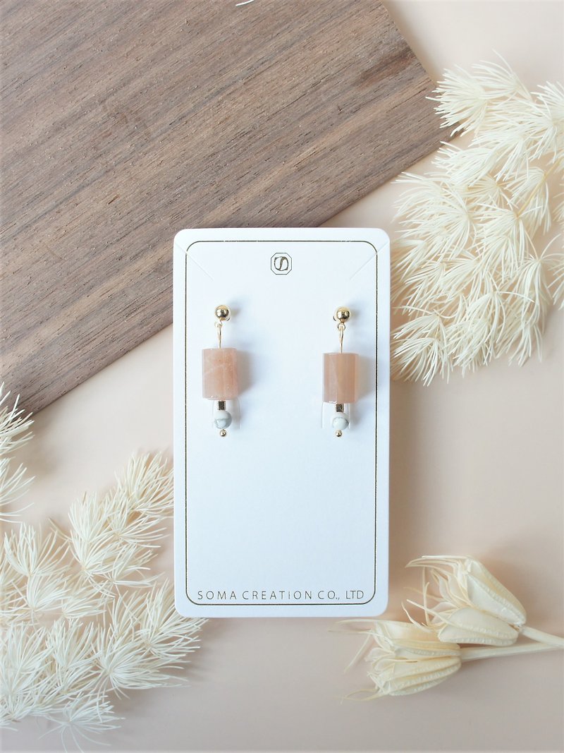 Gemstone Earrings & Clip-ons Pink - Moonstone Howlite dangle earrings