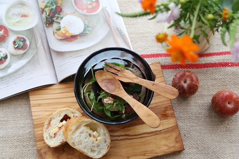 Eat with wooden spoons olive fork set 17cm - ช้อนส้อม - ไม้ 