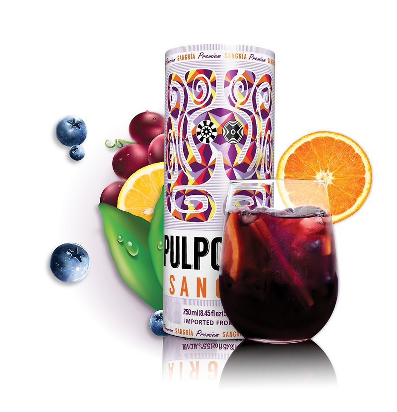Pulpoloco Sangria Smooth Red Wine CartoCan 250ml | Alc 5.5 Fruit Wine% - Wine, Beer & Spirits - Paper Purple