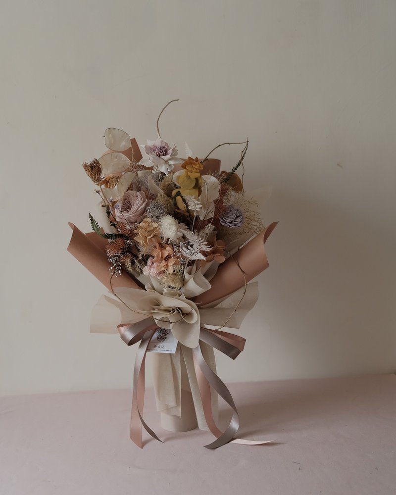 xuli.96 Vintage Orange Pink Preserved Flower Bouquet Valentine's Day Bouquet - Dried Flowers & Bouquets - Plants & Flowers 