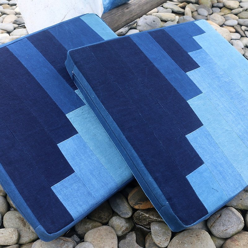 Yishanren|粗布と古布を繋ぎ合わせたホームスパンクッション手作り正方形バルコニー出窓畳バルコニークッション - 絨毯・カーペット - コットン・麻 