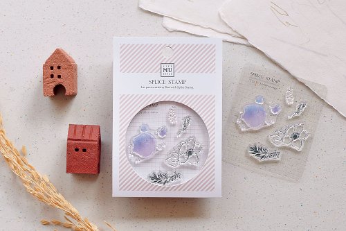 MU 【拼貼印章】no.01-花未眠 | 水晶印章、透明印章、花草印章