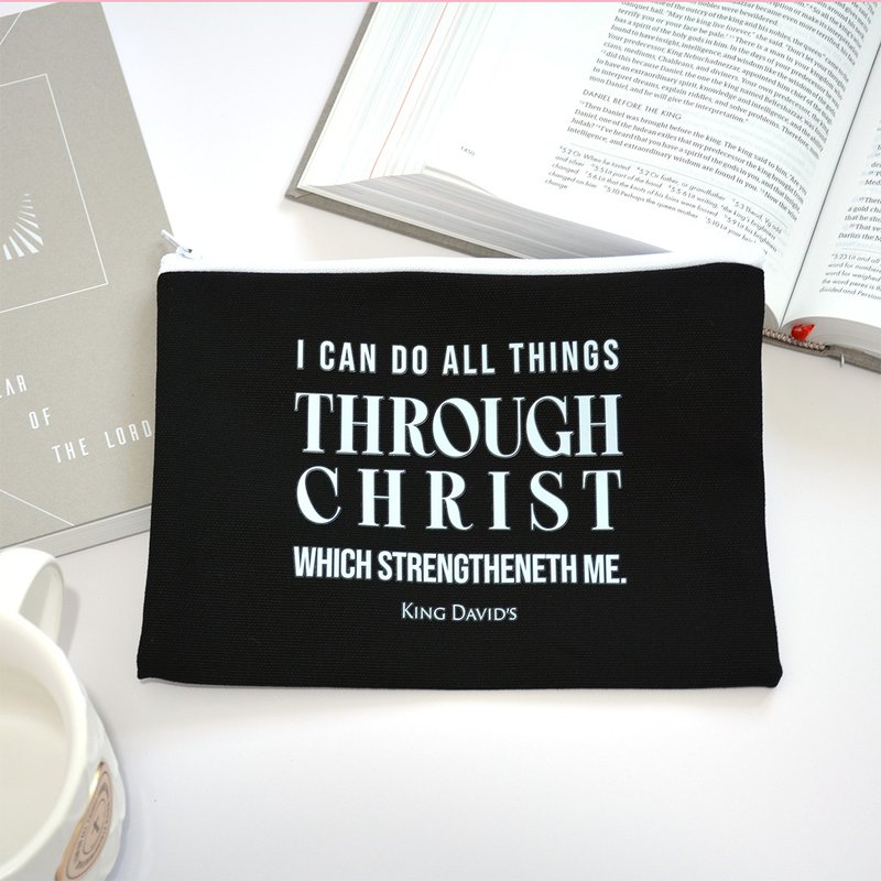 Scripture Canvas Organizer - Black - Toiletry Bags & Pouches - Cotton & Hemp 