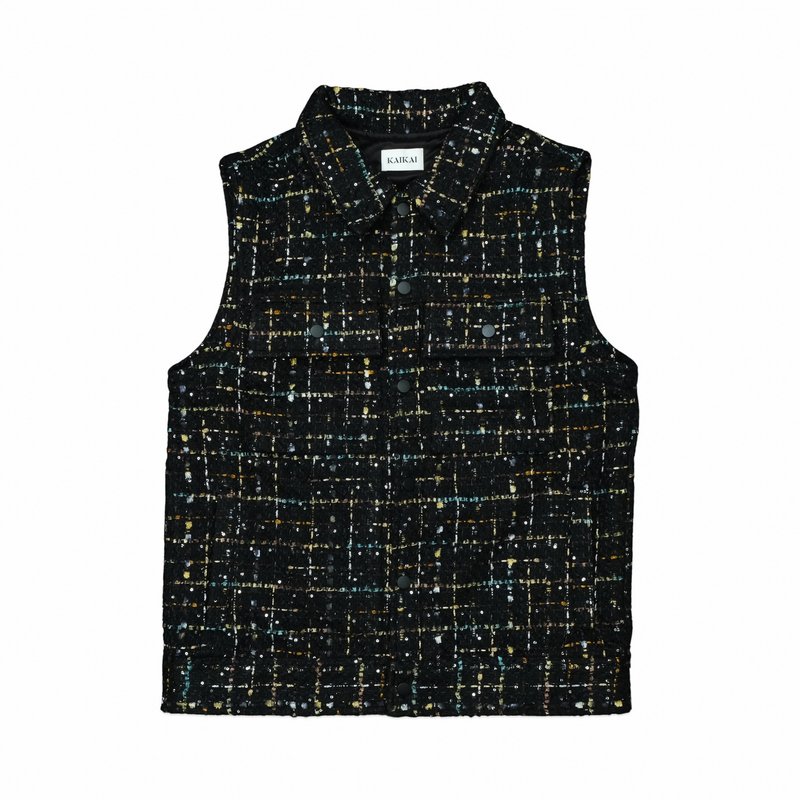 KAIKAI - Mirror Reflection - Checked coarse floral vest jacket - Men's Tank Tops & Vests - Polyester Multicolor