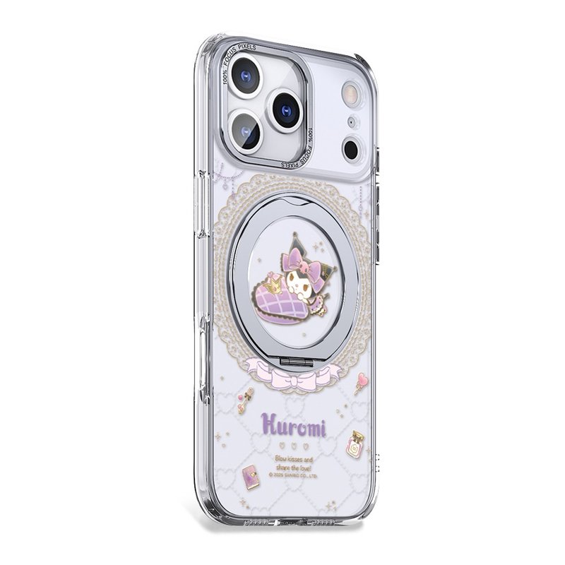 三麗鷗 iPhone 17/16/15/14/13/12 360旋轉磁吸立架殼-魔鏡酷洛米 - 手機殼/手機套 - 其他材質 多色
