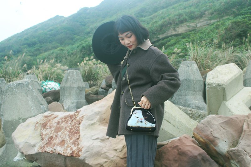 HanHan / double sided / cat / mouth gold bag / side backpack - อื่นๆ - ผ้าฝ้าย/ผ้าลินิน 