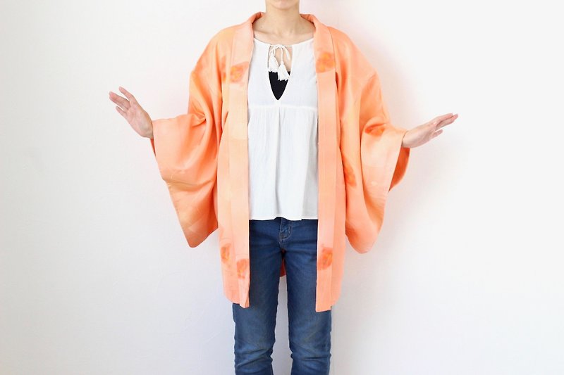 Ogi kimono, Japanese hand fan haori, Japanese kimono, Kimono jacket /3473 - 外套/大衣 - 絲．絹 橘色
