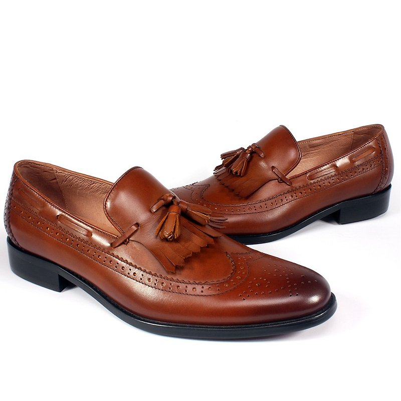 sixlips british wing pattern fringed full-carved loafers Brown - Men's Casual Shoes - Genuine Leather Brown