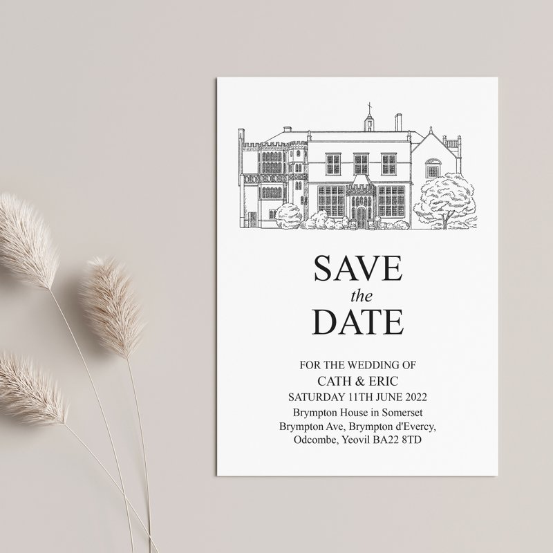 Custom Wedding Venue Illustration, Save the Date Pencil Sketch Drawing, Digital - 電子似顏繪/繪畫/插畫 - 其他材質 