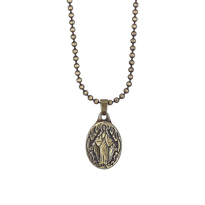 Carved Mother of God Necklace - สร้อยคอ - โลหะ สีทอง
