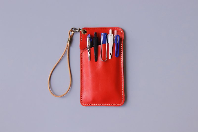 皮革醫生袍筆袋│口袋型筆袋│紅 - 鉛筆盒/筆袋 - 真皮 紅色
