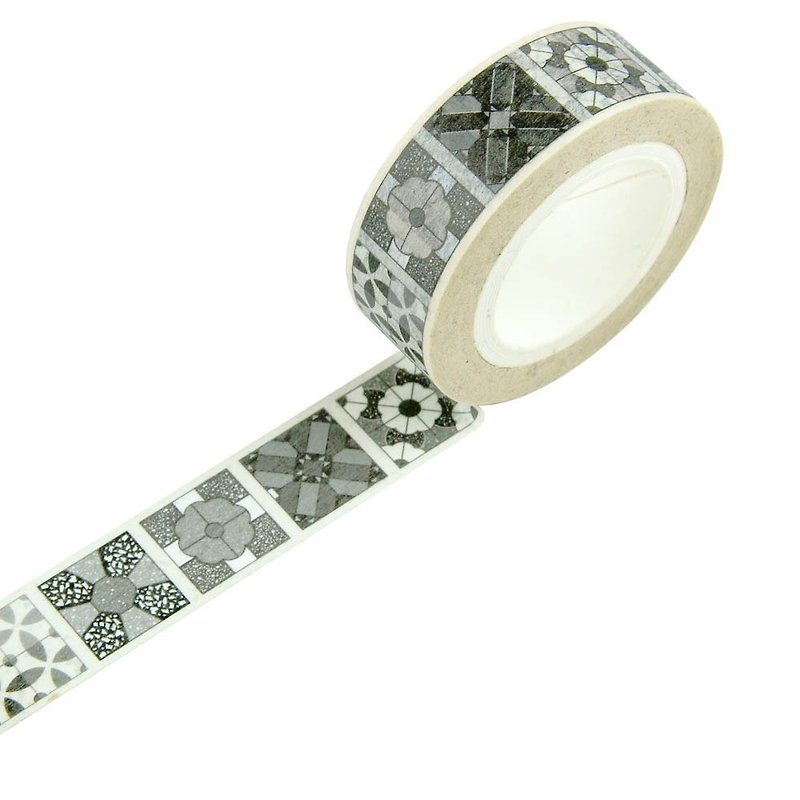| Retro Tiles Series-Minimalist Tiles | Japanese Washi Tape - มาสกิ้งเทป - กระดาษ สีดำ