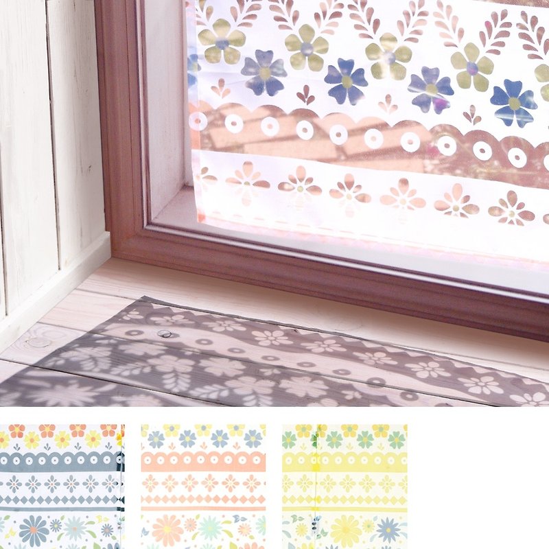 [Pre-order] Transparent colorful floral pattern curtains made in India - ม่านและป้ายประตู - ผ้าฝ้าย/ผ้าลินิน สีน้ำเงิน