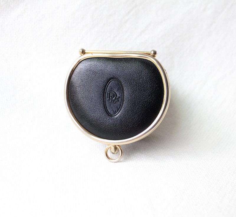 FOAK vintage Christian Dior black gold antique coin purse - กระเป๋าใส่เหรียญ - หนังแท้ 