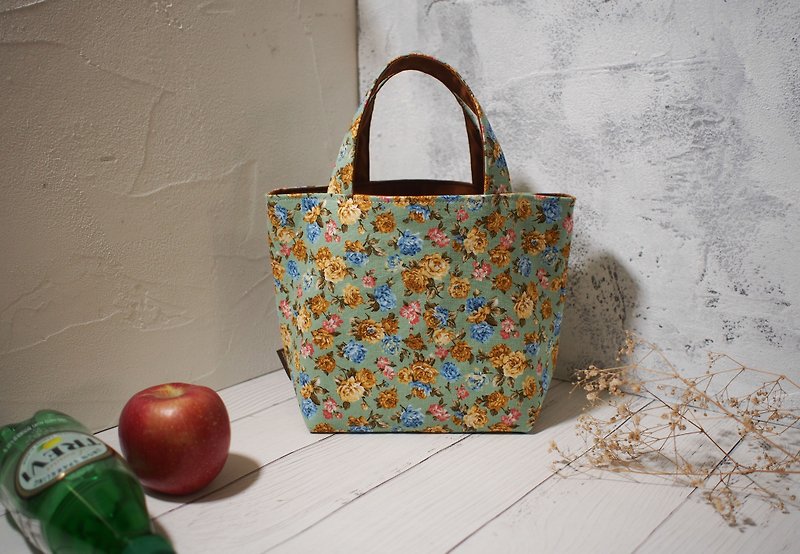 Family Wine Series Bento Bag/Handbag/Limited Handbag/Summer Rose/Out of Print - Handbags & Totes - Cotton & Hemp Green