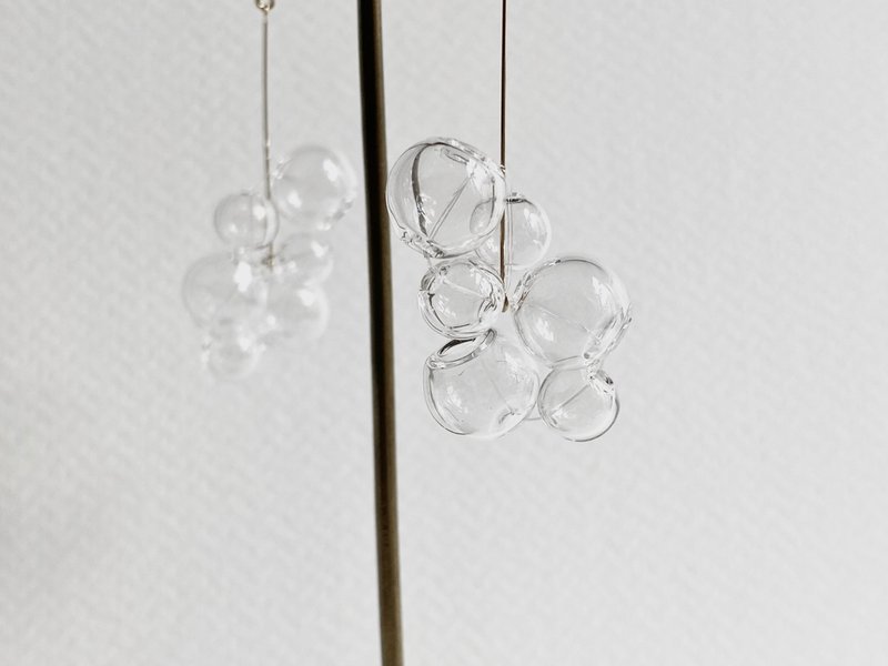 Christmas Gift Grape Series - Bubble Cloud Long Earrings - Earrings & Clip-ons - Glass Transparent