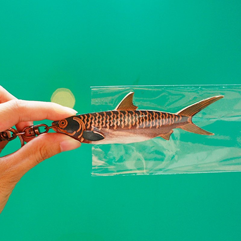 Fish Series-Milkfish Keyring - Keychains - Genuine Leather Brown