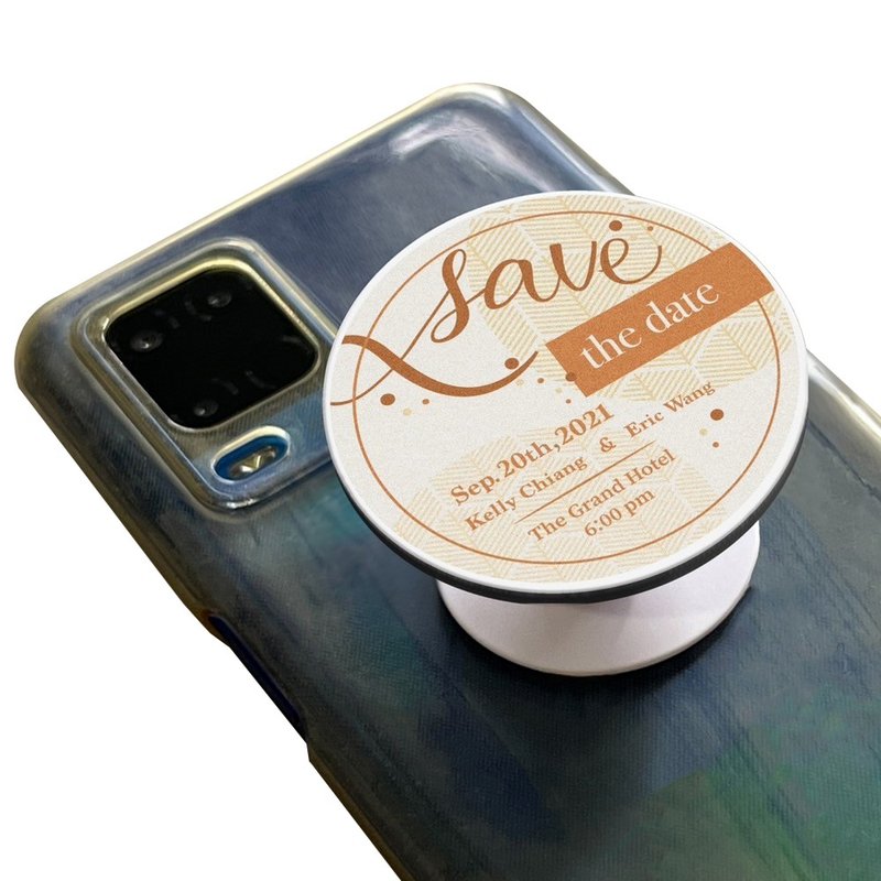 Wedding Day Round Phone Socket Orange Save the date Customization Gift Present - ที่ตั้งมือถือ - พลาสติก สีส้ม