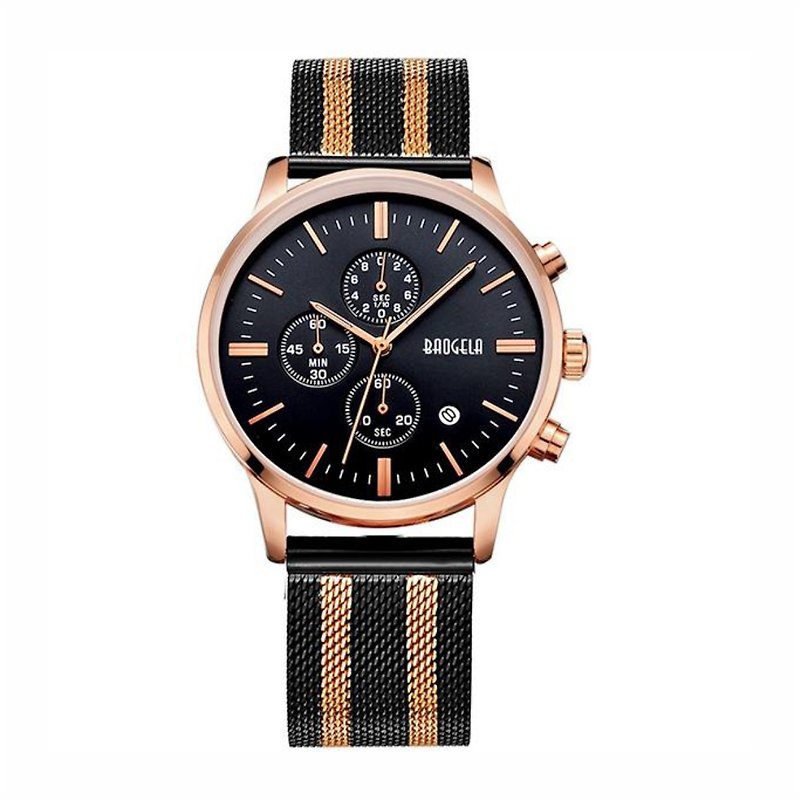 STELVIO Rose Gold Black Dial / Rose Gold Black Milan Watch Adjustable Watch - นาฬิกาผู้หญิง - วัสดุอื่นๆ สีดำ