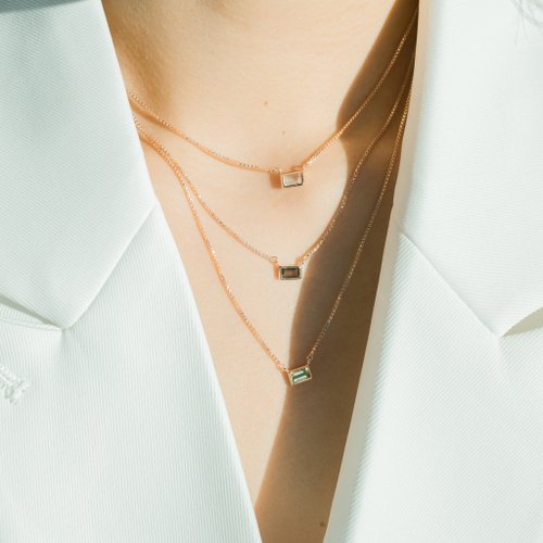 BOHO BELLE jewelry Lego長方天然寶石盒子鎖骨鏈-玫瑰金