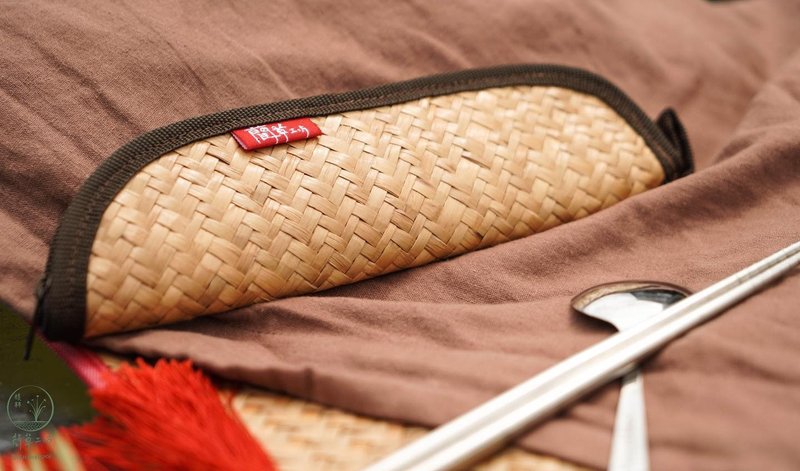 藺草餐具袋 - 便當盒/食物袋 - 植物．花 咖啡色