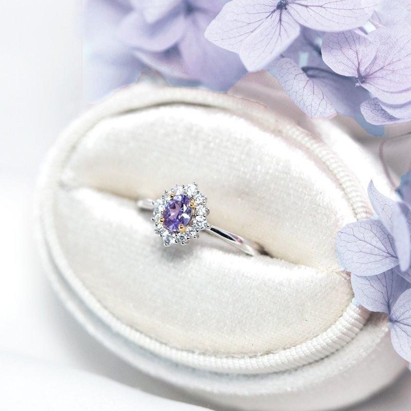 Shining blue and purple - top quality Stone 4x5mm - sterling silver ring - December birthstone - แหวนทั่วไป - คริสตัล สีน้ำเงิน