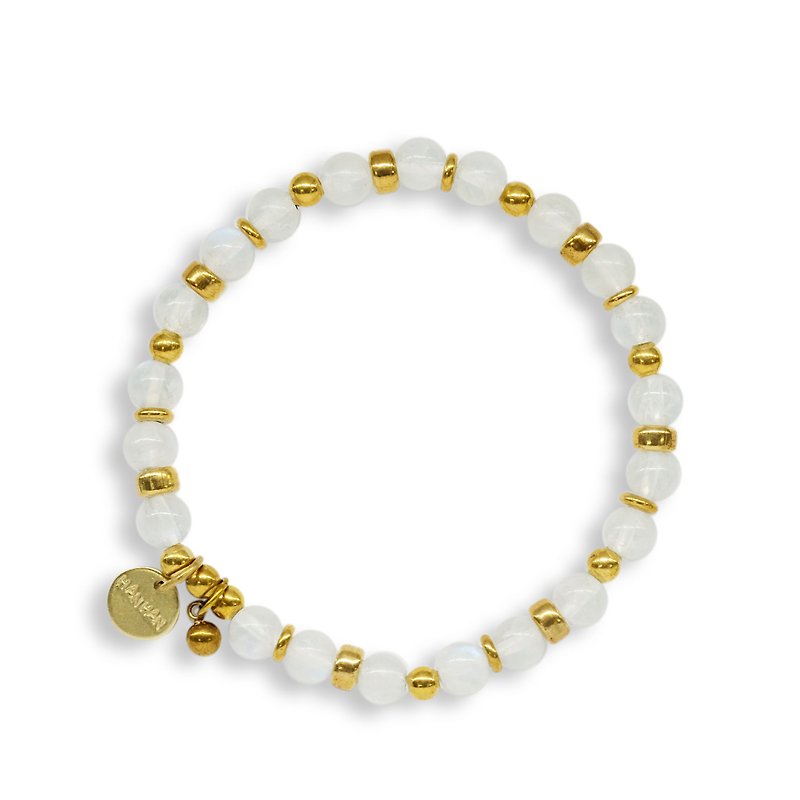 String Series Brass Moonstone Bracelet Natural Ore Crystal - Bracelets - Jade White