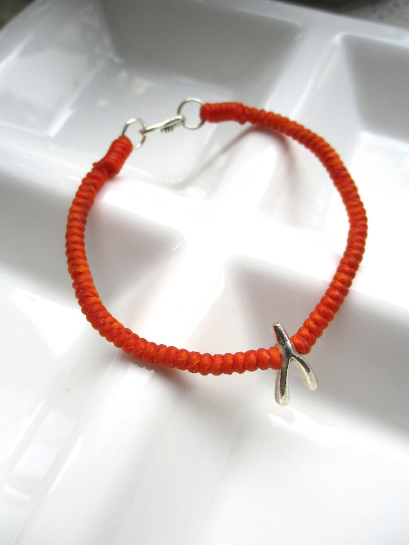 925 sterling silver wishbone (silk wax line bracelet) - is attached silver cleaning cloth (fill in the remarks column color) - Bracelets - Other Materials Orange
