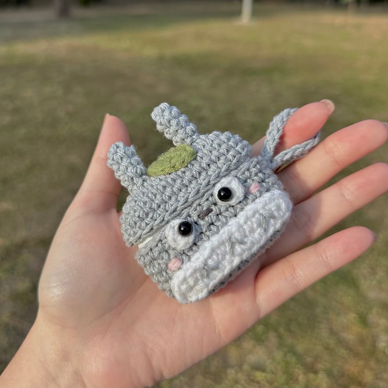 Totoro Crochet Airpods Pro 1/ 2 / AirPods 3 case Handmade - Headphones & Earbuds Storage - Cotton & Hemp Silver