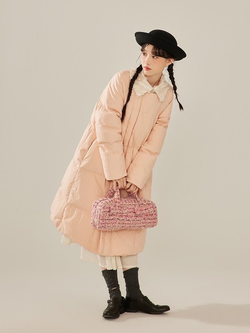 Cloud Kiss Pink Sweet White Duck Down Long Down Jacket Winter - อื่นๆ - วัสดุอื่นๆ สึชมพู