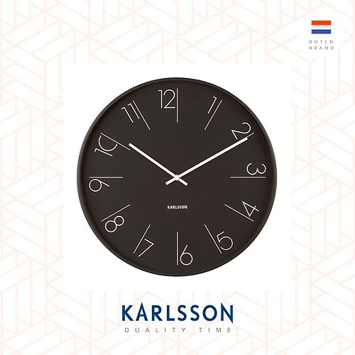 Ur Lifestyle 荷蘭Karlsson, Wall clock Elegant Numbers steel black