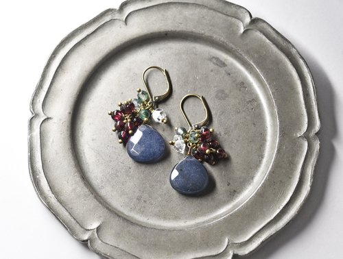 マロン型サファイアアゲートとガーネット、ハーキマーダイヤモンド