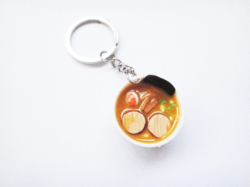 Keychain Ramen with pork - 鑰匙圈/鑰匙包 - 黏土 金色