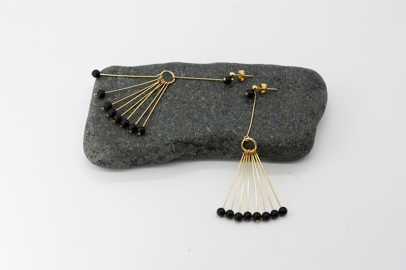 Black Onyx Swallowtail Earrings - 22k Stud Earrings in Sterling Silver - Earrings & Clip-ons - Gemstone Gold