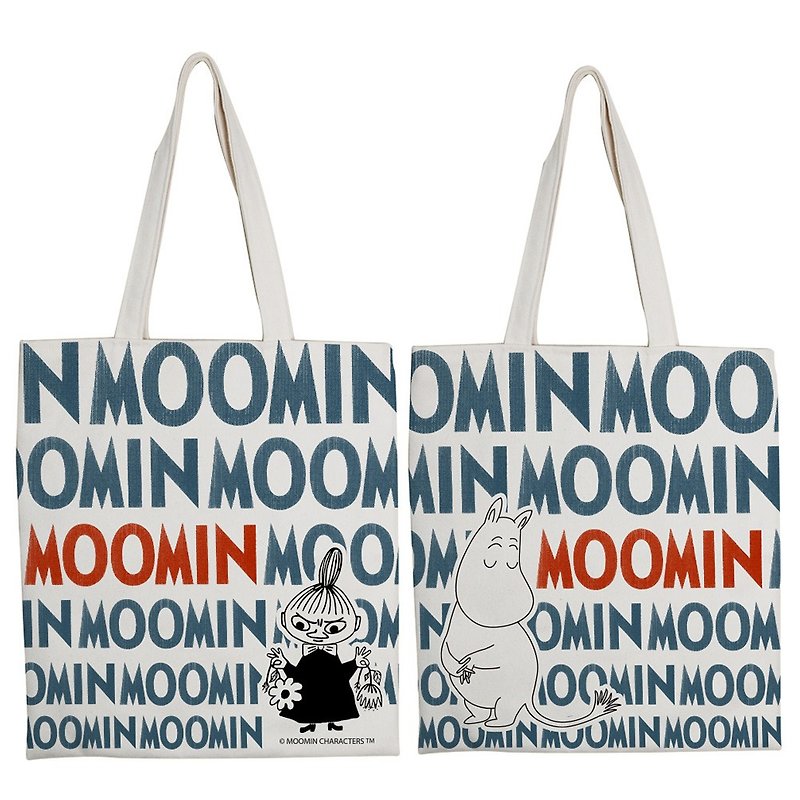 【MOOMIN】Classic large-capacity shopping bag with English characters - กระเป๋าแมสเซนเจอร์ - ผ้าฝ้าย/ผ้าลินิน 