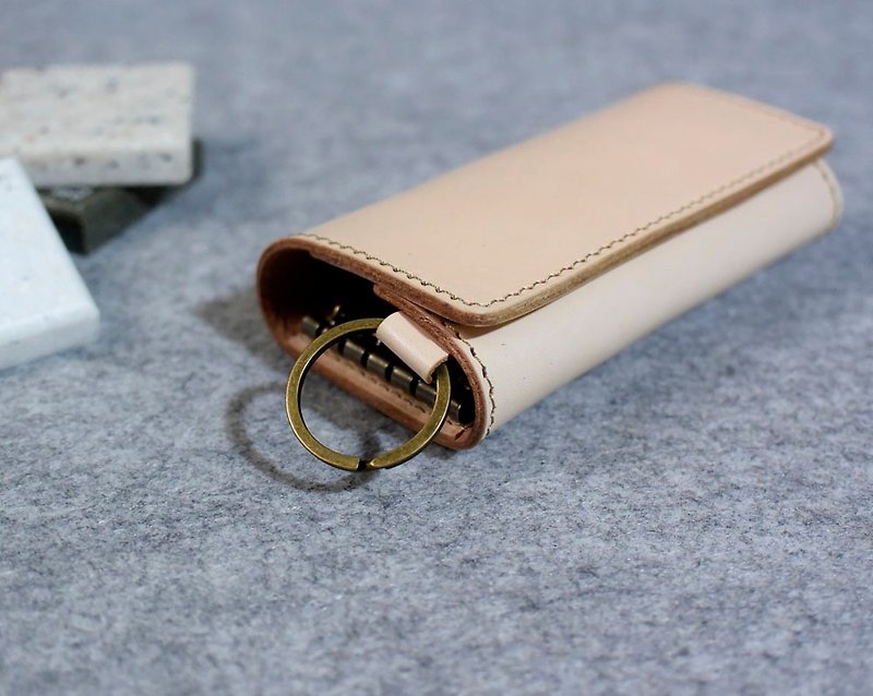 Bi-fold double-layer key case K17 - Keychains - Genuine Leather 