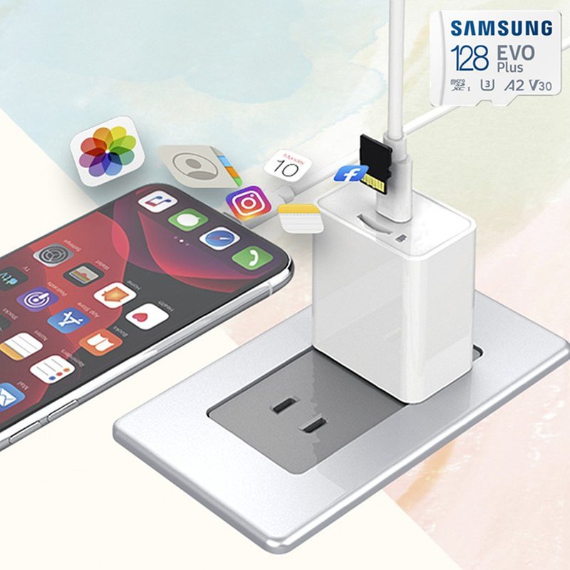 iPower Pro+SAMSUNG Card 128G Apple USB-A  Backup &Fast Charging at the same time - Computer Accessories - Other Materials White