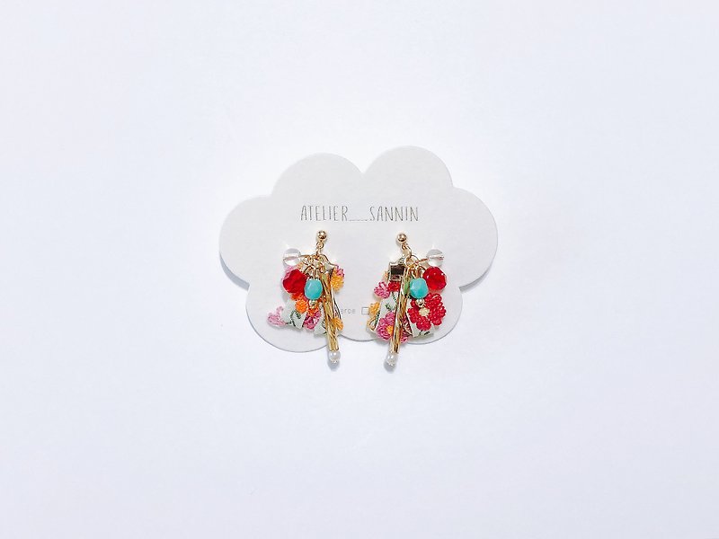 Act86403 exclusive order - wild berry sauce handmade hand-made drop ear / ear clip - Earrings & Clip-ons - Other Materials Multicolor