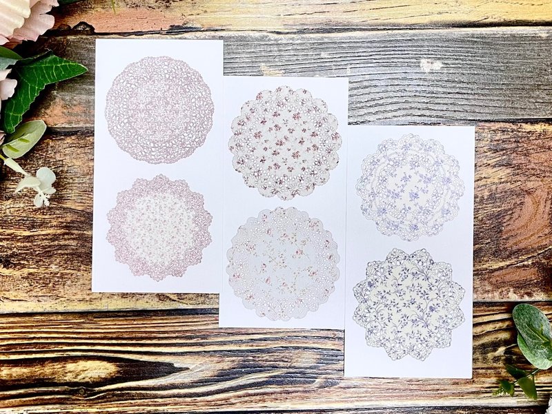 (art memo pack 3 types SET) sweet vintage doily - 便條紙/便利貼 - 紙 多色