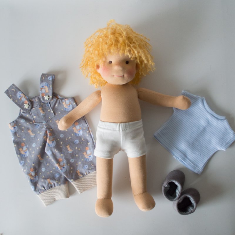 Waldorf doll boy 15inches (38cm) - Ready to ship Steiner Soft doll - Rag doll - ของเล่นเด็ก - ผ้าฝ้าย/ผ้าลินิน 