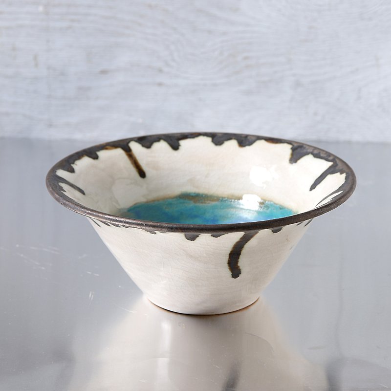 青の湖水・bowl - 碗 - 陶 藍色