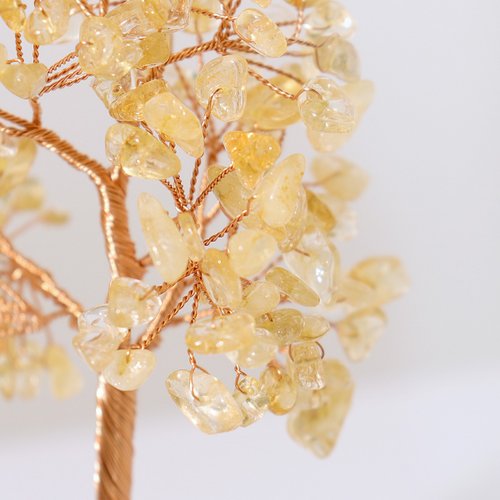 聚財開運| 黃水晶| 天然水晶許願樹(搭配櫸木燈座) SPANCONNY 飾品控