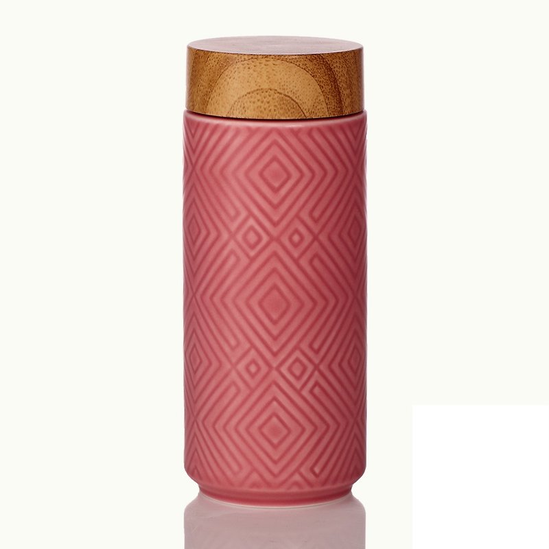 Miracle Cup / Large / Double Layer / Matte Pink / Imitation Wood Grain Lid - Pitchers - Porcelain 