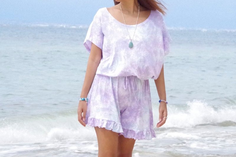 New! Uneven dyed Dolman sleeve all-in-one <Lavender Blue> - Women's Pants - Other Materials Purple