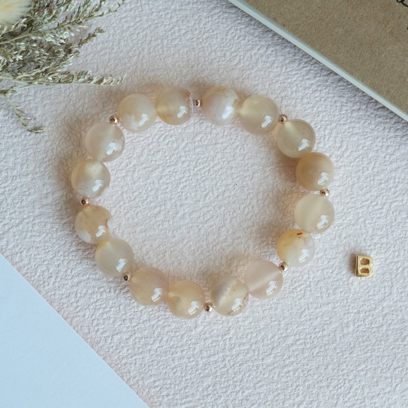 Big Blossom Sakura Agate genuine gemstones stretch bracelet female birthday gift - สร้อยข้อมือ - คริสตัล สึชมพู