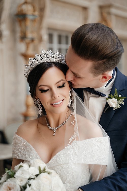 Bridal Princess Crystal Pearl Tiara Wedding Crown Veil Hair Jewelry Silver 