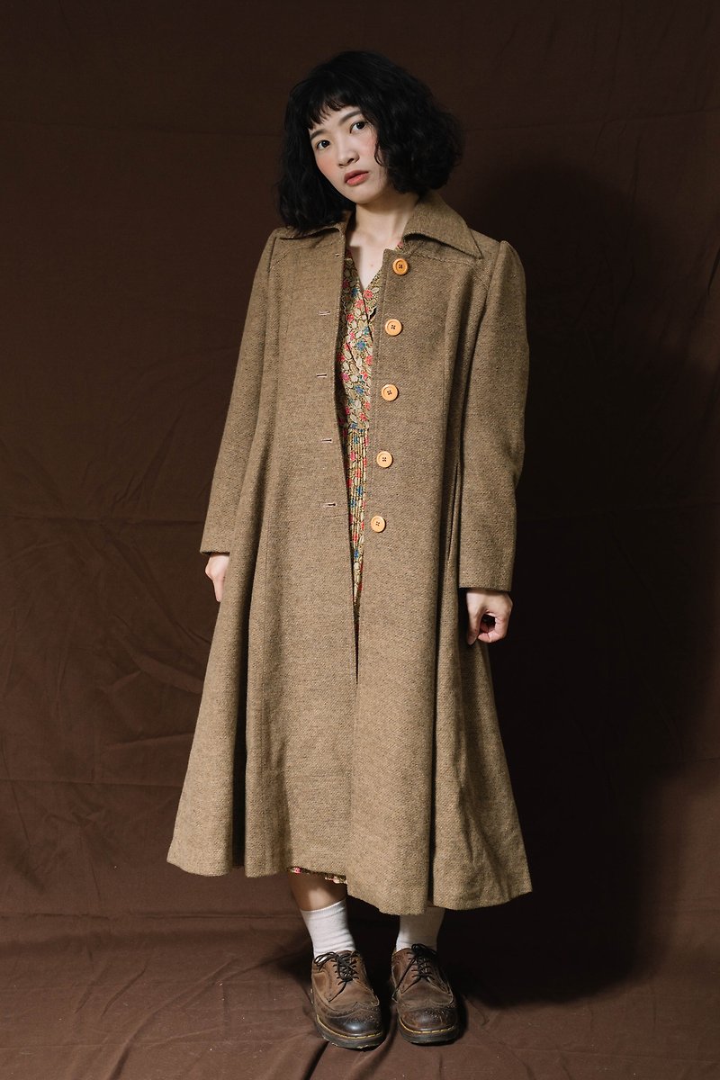 Vintage Wool Umbrella Coat【First Love Shop】 - เสื้อสูท/เสื้อคลุมยาว - ขนแกะ 